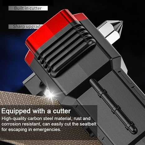 4-in-1 Emergency Survival Torch | Car Safety Hammer + LED Flashlight + Seatbelt Cutter