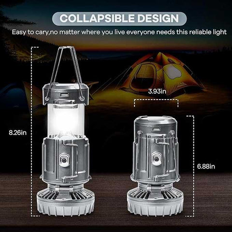 6-in-1 Portable Camping Lantern | Solar + USB Rechargeable LED Light with Fan