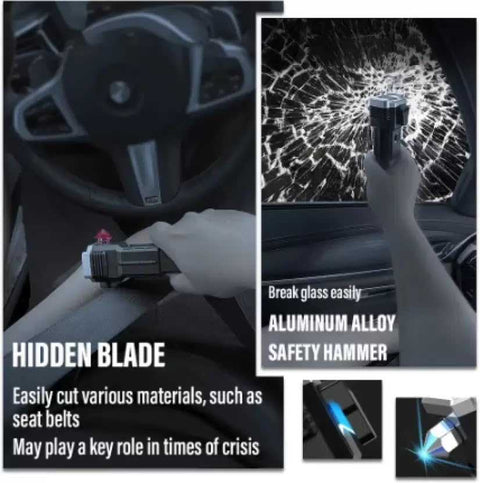 4-in-1 Emergency Survival Torch | Car Safety Hammer + LED Flashlight + Seatbelt Cutter