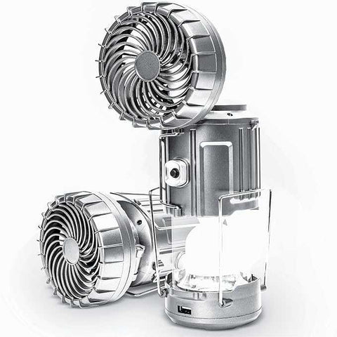 6-in-1 Portable Camping Lantern | Solar + USB Rechargeable LED Light with Fan