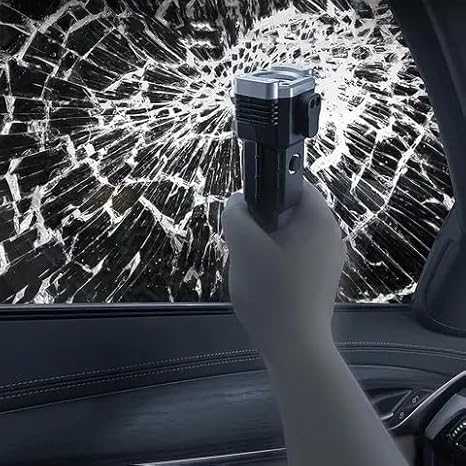 4-in-1 Emergency Survival Torch | Car Safety Hammer + LED Flashlight + Seatbelt Cutter