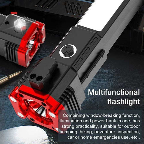 4-in-1 Emergency Survival Torch | Car Safety Hammer + LED Flashlight + Seatbelt Cutter